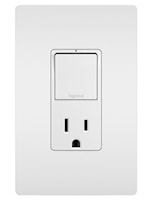 LEGRAND RCD38TRW The Radiant® Combination Single Receptacle and Switch 15 A, 125 V, White