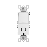 LEGRAND RCD38TRW The Radiant® Combination Single Receptacle and Switch 15 A, 125 V, White
