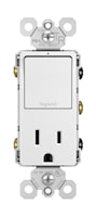 LEGRAND RCD38TRW The Radiant® Combination Single Receptacle and Switch 15 A, 125 V, White