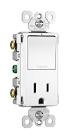 LEGRAND RCD38TRW The Radiant® Combination Single Receptacle and Switch 15 A, 125 V, White