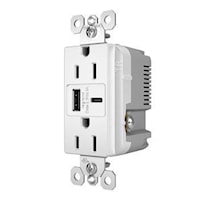 LEGRAND R26USBAC6W USB Charger with Duplex Outlet 15 A, 125 V, White