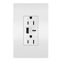 LEGRAND R26USBAC6W USB Charger with Duplex Outlet 15 A, 125 V, White