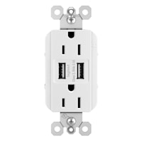LEGRAND TM826USBW The Radiant® USB Charger and Receptacle 15 A, 125 V, White