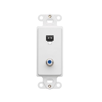 LEVITON 40659-W Decora® Telephone/Video Insert White 4.13 in Lx 1.4 in W