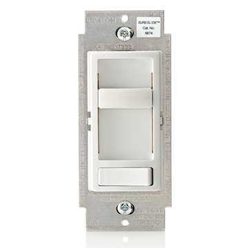 LEVITON 6674-P0W Decora®, SureSlide® Dimmer Switch 120 VAC, 600 W Incandescent, 150 W LED/CFL White/Untreated