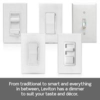 LEVITON 6674-P0W Decora®, SureSlide® Dimmer Switch 120 VAC, 600 W Incandescent, 150 W LED/CFL White/Untreated