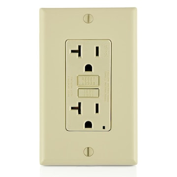 LEVITON GFTR2-I Tamper-Resistant, Slim GFCI Duplex Receptacle 20 A, Ivory