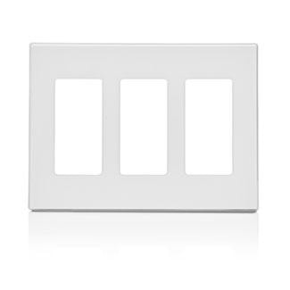 LEVITON 80311-SW Decora Plus Decorator Wallplate 3 Gangs White 4.61 in Lx 161.9 mm W