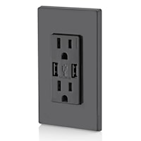 LEVITON T5632-E Combination Duplex Receptacle and USB Charger 125 V, Black/Matte