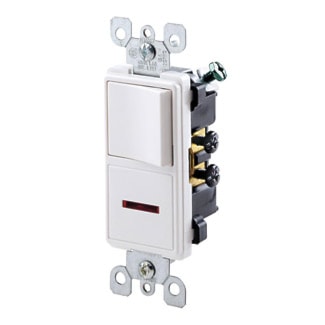 LEVITON 5626-W Decora® Combination Switch and Neon Pilot 15 A (Switch), 20 A (Device), 120 VAC (Switch), 125 V (Receptacle), White/Matte