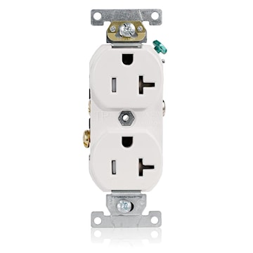 LEVITON TBR20-W Duplex Receptacle Straight Blade Duplex Receptacle 20 A, White