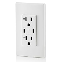 LEVITON T5835-W 20 AMP 125 VOLT DUAL C/CUSB DECORA TAMPER RES