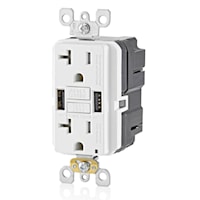 LEVITON GUSB2-W 20A RECEPT. Smartlockpr GFCI combo
