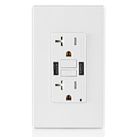 LEVITON GUSB2-W 20A RECEPT. Smartlockpr GFCI combo