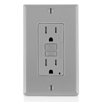 LEVITON GFTR1-GY GFCI GFCI Duplex Receptacle 15 A, Gray