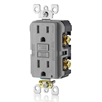 LEVITON GFTR1-GY GFCI GFCI Duplex Receptacle 15 A, Gray