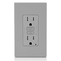 LEVITON GFTR1-GY GFCI GFCI Duplex Receptacle 15 A, Gray
