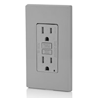 LEVITON GFTR1-GY GFCI GFCI Duplex Receptacle 15 A, Gray