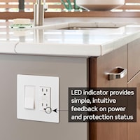 LEVITON GFTR1-W Tamper-Resistant, Surge Protection, 2-Outlet, 1-Unit GFCI Duplex Receptacle with Function Lighting 15 A, White