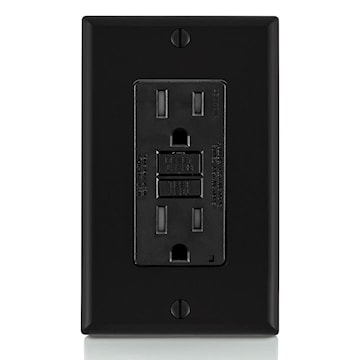 LEVITON GFTR1-E Smart-Lock Pro GFCI Duplex Receptacle with LED Indicator 15 A, 5-15R Black