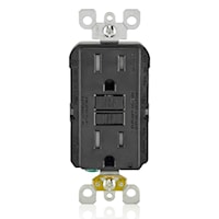 LEVITON GFTR1-E Smart-Lock Pro GFCI Duplex Receptacle with LED Indicator 15 A, 5-15R Black
