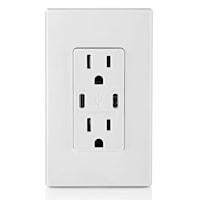 LEVITON T5635-W Decora® Charger Outlet 15 A, 125 VAC, White