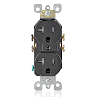LEVITON T5820-E Duplex Receptacle Straight Blade Duplex Receptacle 20 A, 5-20R Black