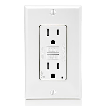 LEVITON AGTR1-W Decora® Tamper-Resistant, Self-Test AFCI/GFCI Receptacle White