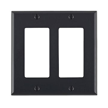 LEVITON 80409-NE Decora® Decorator Wallplate 2 Gangs Black 4-1/2 in Lx 4.56 in W