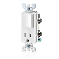 LEVITON 5625-W Decora® Combination Switch with Receptacle 15/20 A, 120/125 V, White/Matte