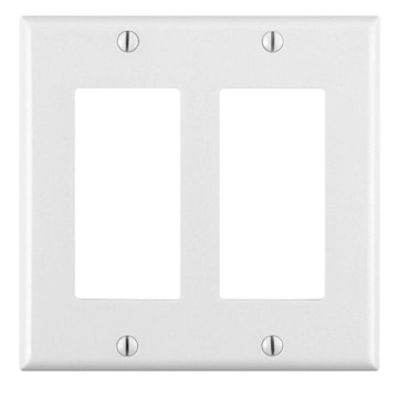 LEVITON 80409-NW Decora® Decora Wallplate 2 Gangs White 114.3 mm Lx 115.9 mm W