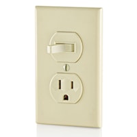 LEVITON 5225-I Combination Switch and Receptacle 15 A, 120 VAC Switch, 125 V Receptacle, Ivory/Matte