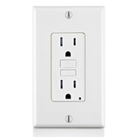 LEVITON GFTR1-W Tamper-Resistant, Surge Protection, 2-Outlet, 1-Unit GFCI Duplex Receptacle with Function Lighting 15 A, White