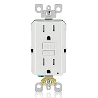 LEVITON GFTR1-W Tamper-Resistant, Surge Protection, 2-Outlet, 1-Unit GFCI Duplex Receptacle with Function Lighting 15 A, White