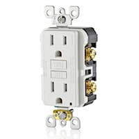 LEVITON GFTR1-W Tamper-Resistant, Surge Protection, 2-Outlet, 1-Unit GFCI Duplex Receptacle with Function Lighting 15 A, White