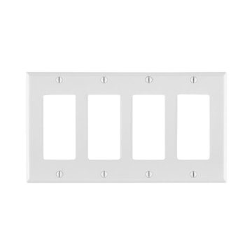 LEVITON 80412-NW Decora Decora Wallplate 4 Gangs White 114.3 mm Lx 208 mm W
