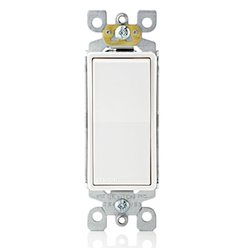 LEVITON 5601-P2W Decora® Rocker Switch Decora Rocker Switch 120/277 VAC, 15 A, White