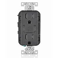 LEVITON T5635-E 30W (6A) USB Dual Type-C/C Power Delivery Wall Outlet Charger with 15A