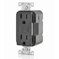 LEVITON T5635-E 30W (6A) USB Dual Type-C/C Power Delivery Wall Outlet Charger with 15A