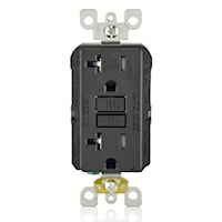 LEVITON GFTR2-E Smart-Lock Pro GFCI Duplex Receptacle with LED Indicator 20 A, 5-20R Black