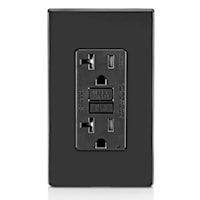 LEVITON GFTR2-E Smart-Lock Pro GFCI Duplex Receptacle with LED Indicator 20 A, 5-20R Black