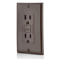 LEVITON GFNT1 Smart-Lock Pro Self-Test Slim GFCI Duplex Receptacle 15 A, 5-15R Brown