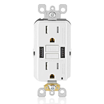 LEVITON GUSB1-W 15A RECEPT. Smartlockpro GFCI combo