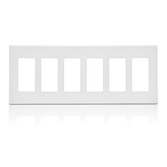 LEVITON 80326-SW Decora Plus™ Decorator Wallplate 6 Gangs White 114.3 mm Lx 300 mm W