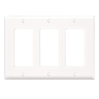 LEVITON 80411-NW Decora® Decora Wallplate 3 Gangs White 114.3 mm Lx 161.9 mm W