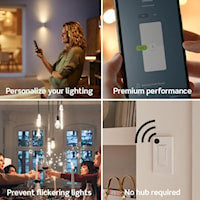 LEVITON D26HD-1BW Decora Smart Wi-Fi® Smart Dimmer 15 A, 120 VAC, 300 W LED/CFL, 600 W Incandescent/Halogen, 600 VA MLV White