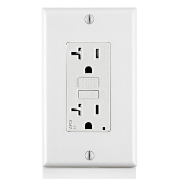 LEVITON AFTR2-W Smart-Lock Pro Outlet, Tamper-Resistant AFCI Duplex Receptacle 20 A, White