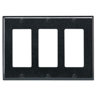 LEVITON 80411-E Decora® Decorator Wallplate 3 Gangs Black 4-1/2 in Lx 161.9 mm W