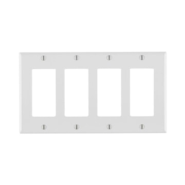 LEVITON 80412-W Decora® Decora Wallplate 4 Gangs White 114.3 mm Lx 208 mm W