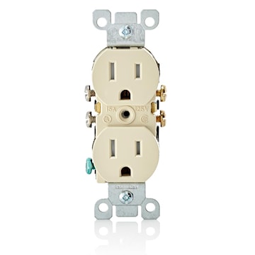LEVITON T5320-I Duplex Receptacle Straight Blade Duplex Receptacle 15 A, Ivory